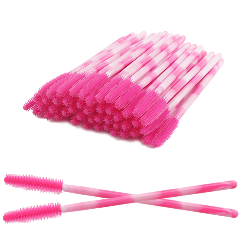 Eyelash Extension For Beginners - 50/100Pcs Disposable Silicone Eyelash Brush Colored