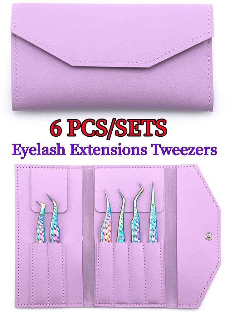 Isolation Tweezer Curved - 6PCS Eyelashes Tweezers Set Curved Isolation