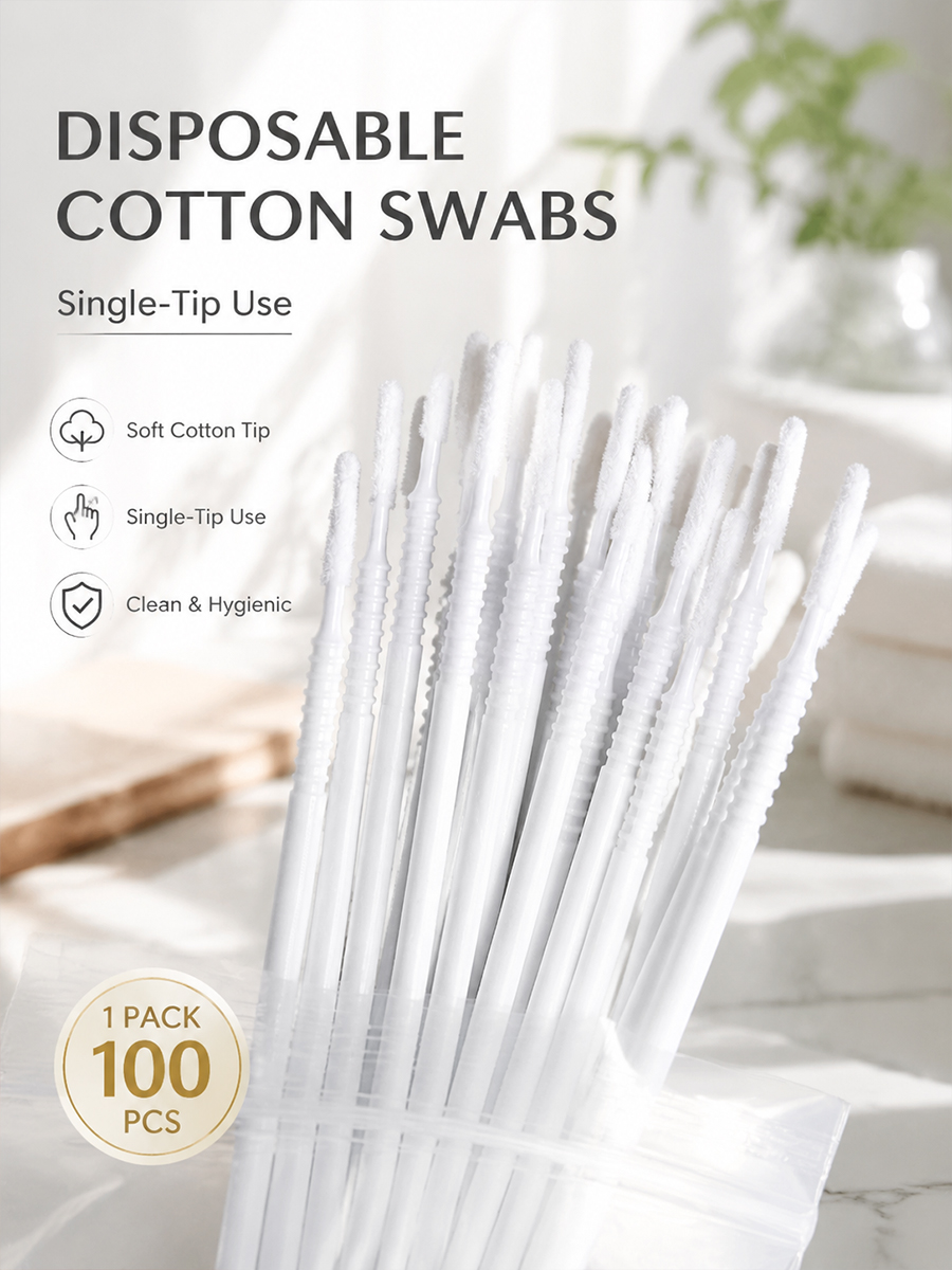 Eyelash Extension Cleaning - Disposable Long Cotton Swabs Eyelash Extensions