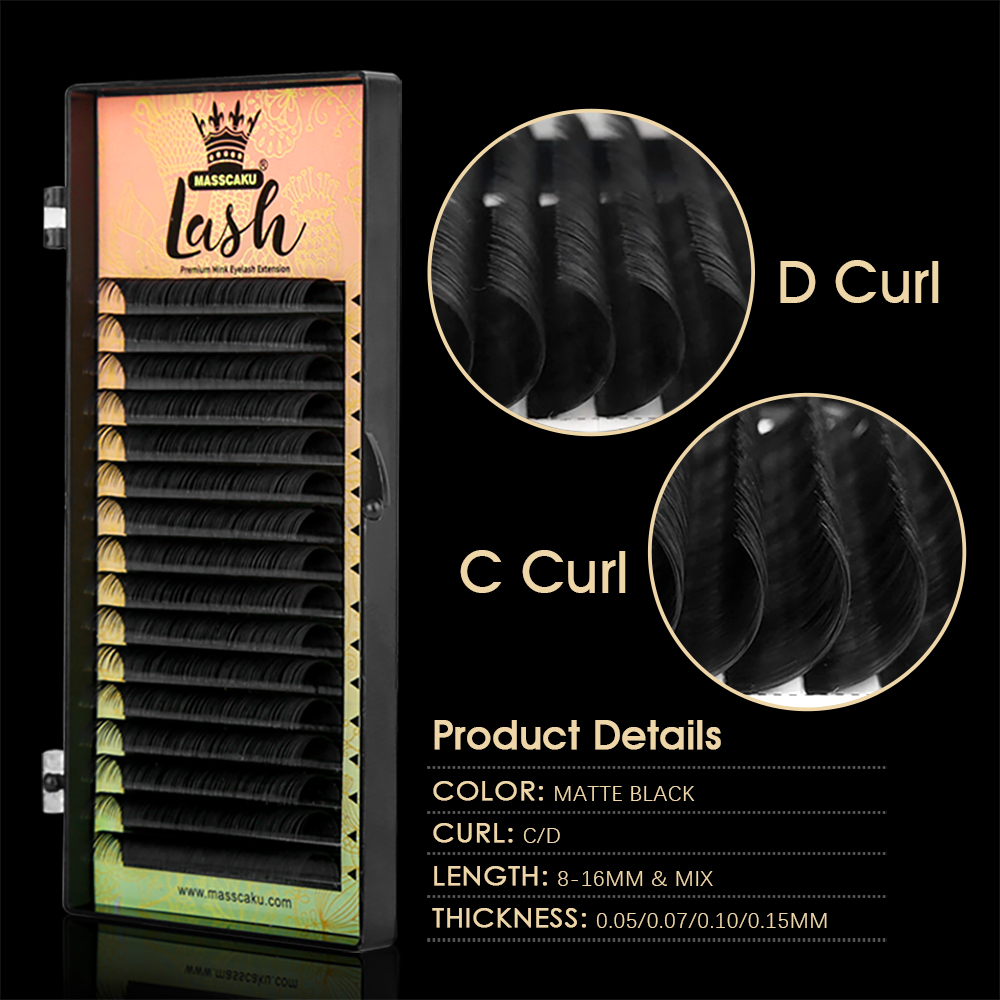16 Lines MASSCAKU C D Curl Wat - Eyelash Extension Natural Classic 评论和价格