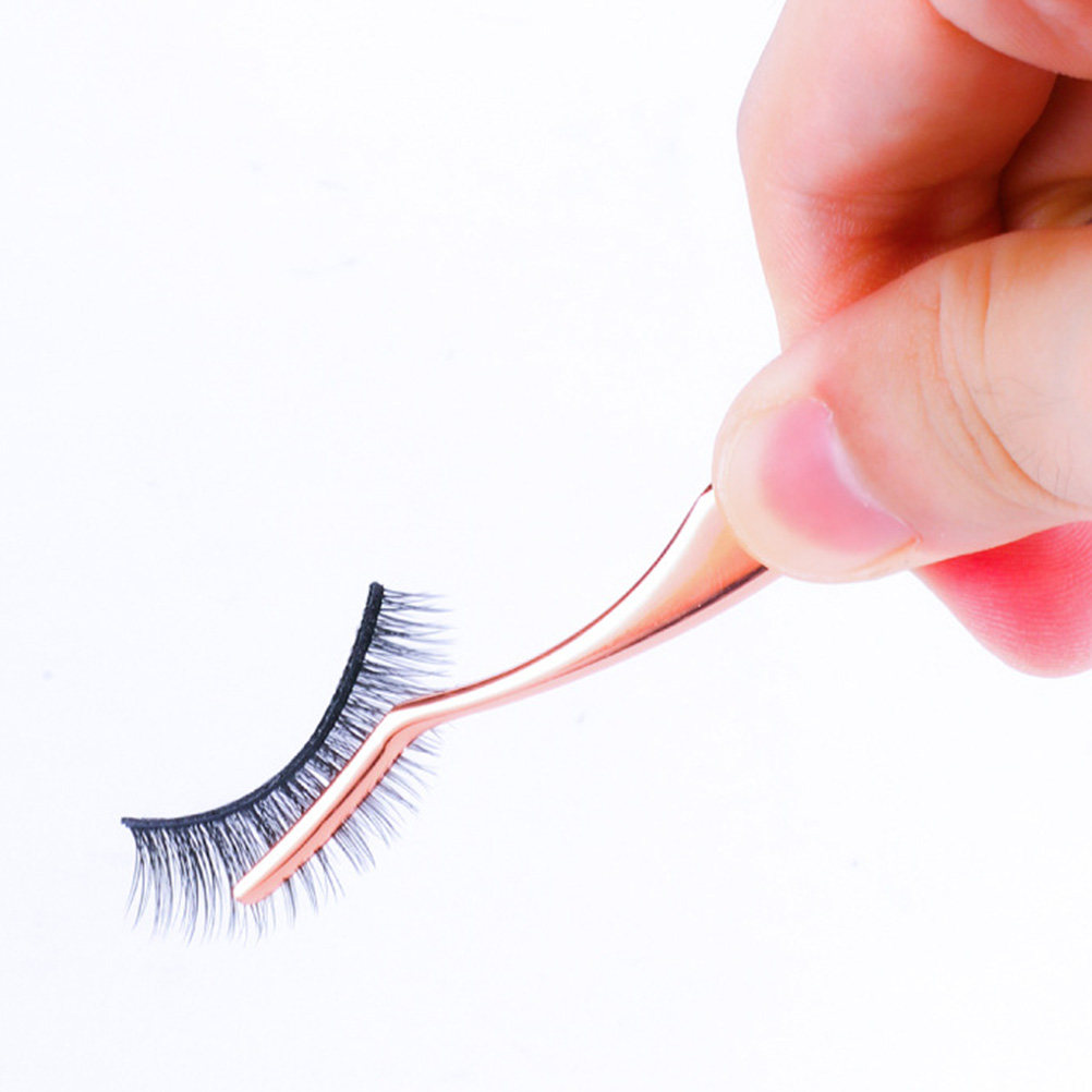 2Pcs Premium Metal Eyelash Twe - Isolation Tweezer Curved 评论和价格
