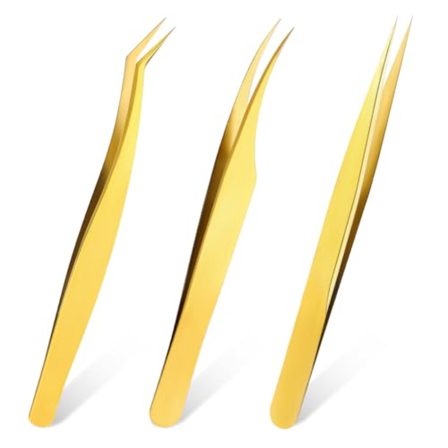 3 PCS Lash Tweezers for Eyelas - Isolation Tweezer Curved 评论和价格