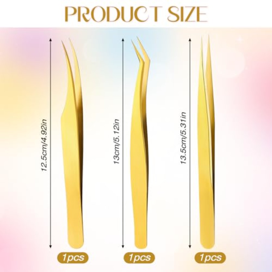 3 PCS Lash Tweezers for Eyelas - Isolation Tweezer Curved 评论和价格